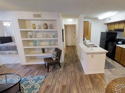 Living room with build in shelves